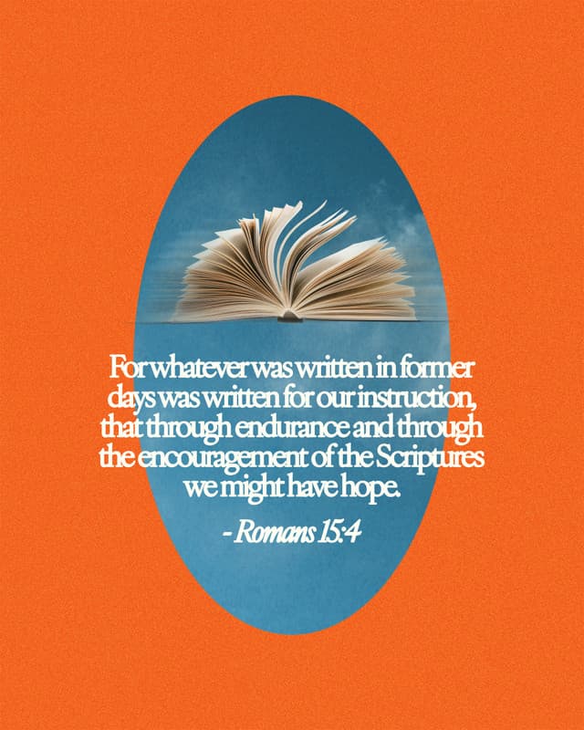 For whatever was written in former days was written for our instruction, that through endurance and through the encouragement of the Scriptures we might have hope. - Romans 15:4