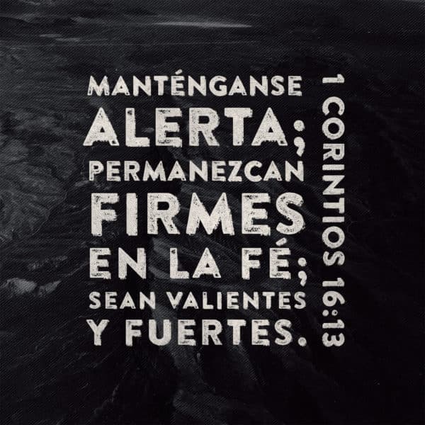 Manténganse alerta; permanezcan firmes en la fé; sean valientes y fuertes. - 1 Corintios 16:13