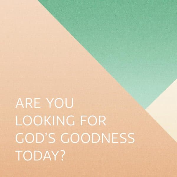 Are you looking for God's goodness today?