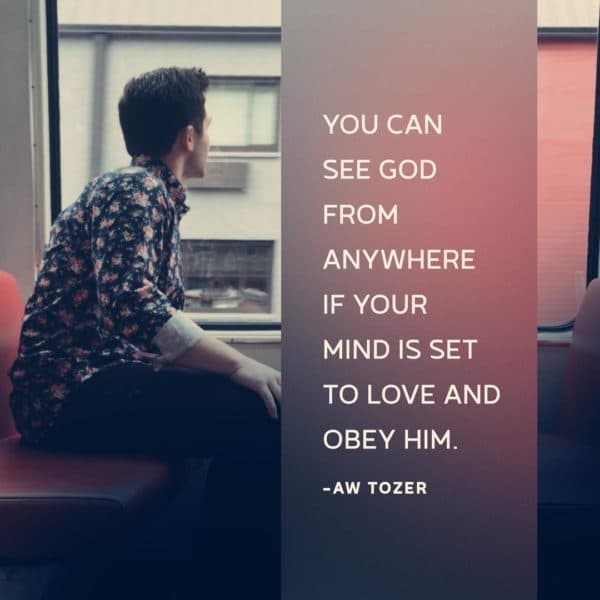 You can see God from anywhere if you set your mind to love and obey Him. - AW Tozer