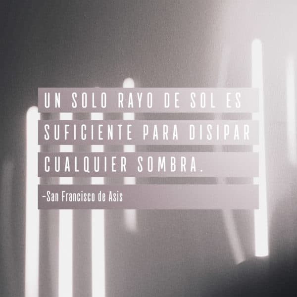 Un solo rayo de sol es suficiente para disipar cualquier sombra. - San Francisco de Asis