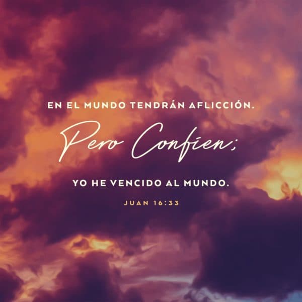 En el mundo tendrán aflicción. Pero confíen; Yo he vencido al mundo. - Juan 16:33