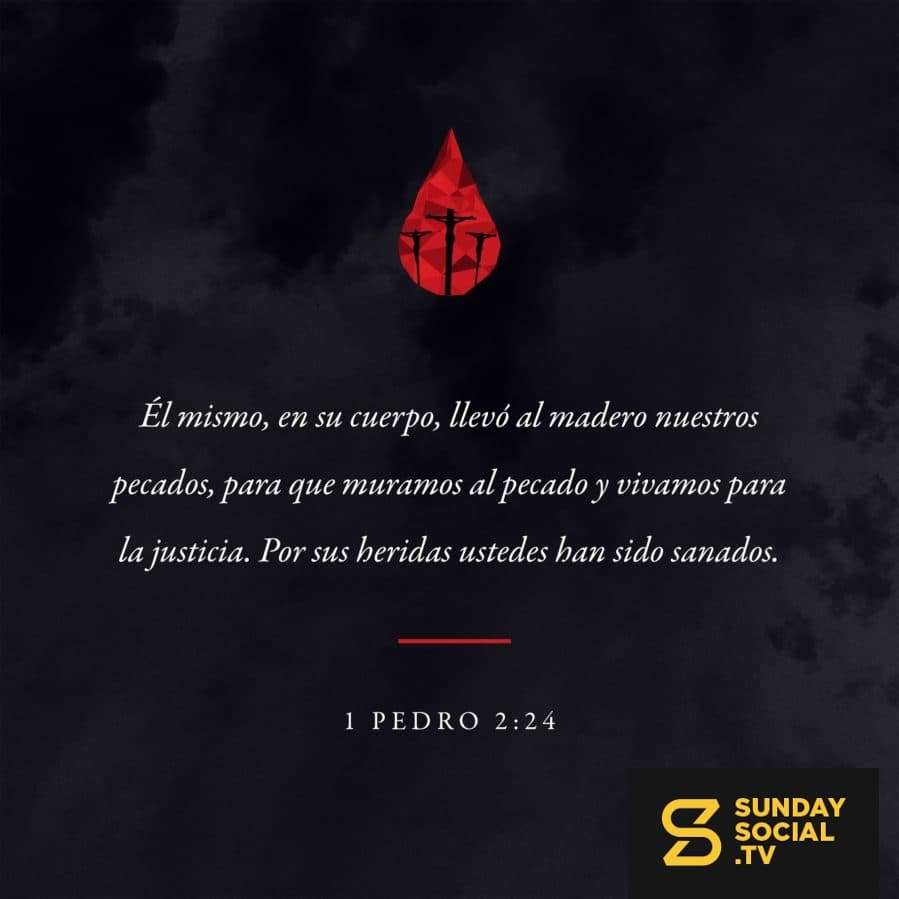 Él mismo, en su cuerpo, llevó al madero nuestros pecados, para que muramos al pecado y vivamos para la justicia. Por sus heridas ustedes han sido sanados. - 1 Pedro 2:24