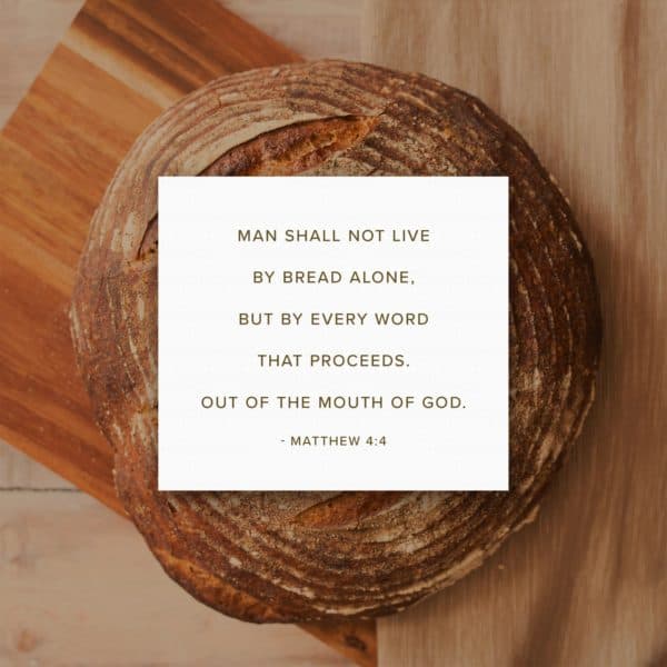Man shall not live by bread alone, but by every word that proceeds. out of the mouth of God. - Matthew 4:4