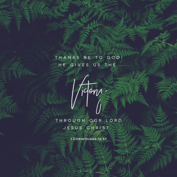 Thanks be to God! He gives us the victory through our Lord Jesus Christ. - 1 Corinthians 15:57