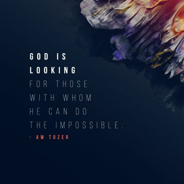 God is looking for those with whom He can do the impossible. - AW Tozer