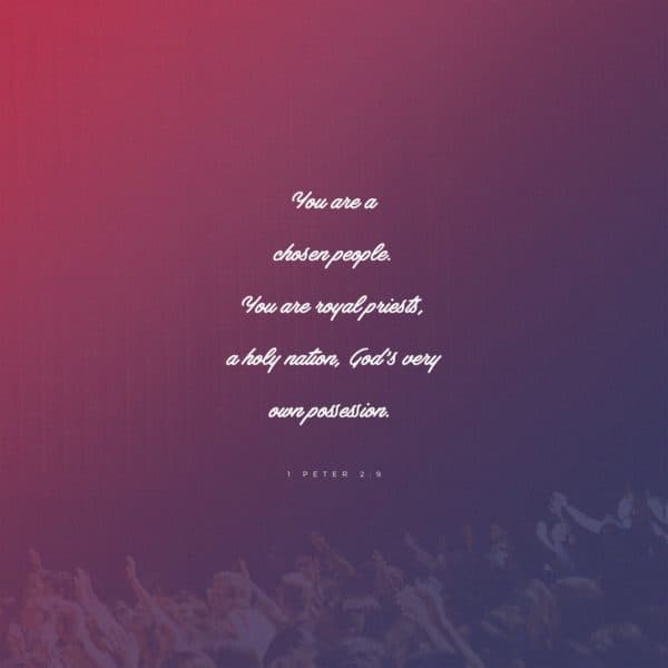 You are a chosen people. You are royal priests, a holy nation, God’s very own possession. - 1 Peter 2:9