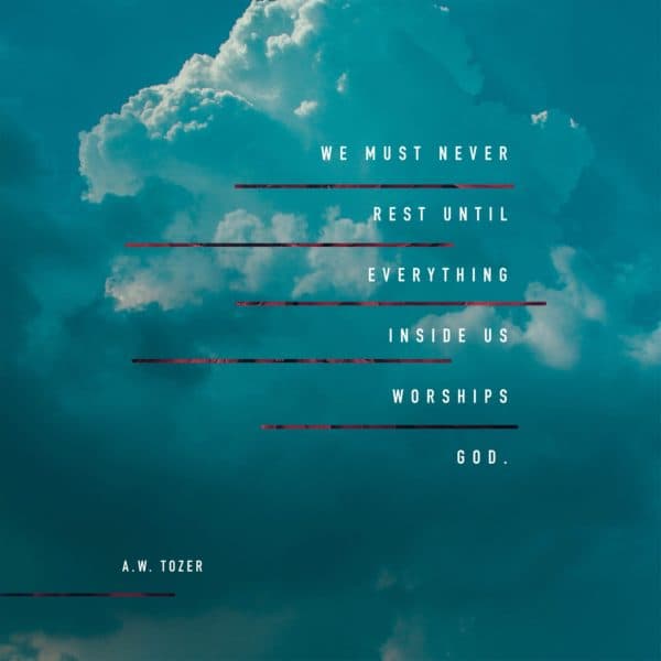 We must never rest until everything inside us worships God. - AW Tozer