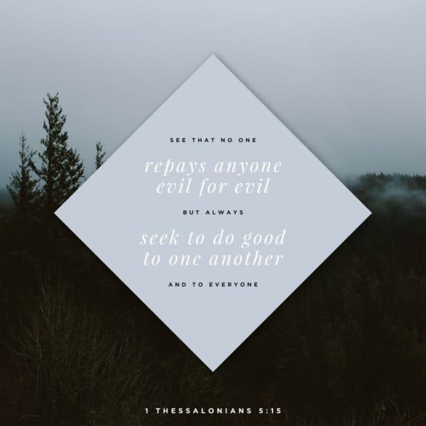 See that no one repays anyone evil for evil, but always seek to do good to one another and to everyone. - 1 Thessalonians 5:15