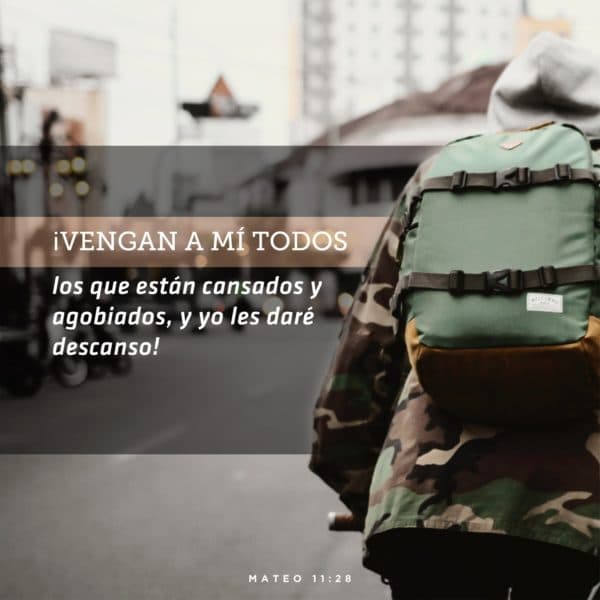 ¡Vengan a mí todos los que están cansados y agobiados, y yo les daré descanso! - Mateo 11:28