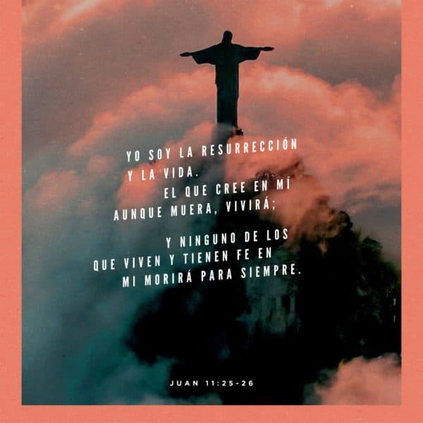 Yo soy la resurrección y la vida. El que cree en mí, aunque muera, vivirá; y ninguno de los que viven y tienen fe en mi morirá para siempre. - Juan 11:25-26