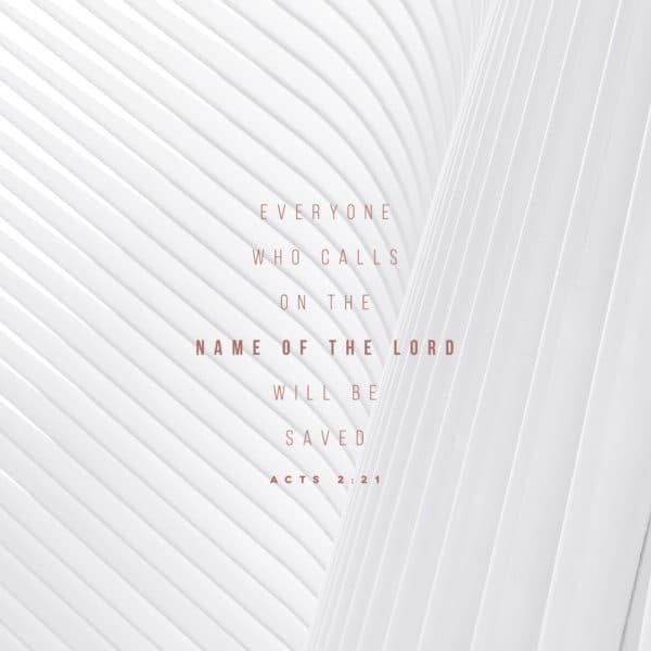 Everyone who calls on the name of the Lord will be saved. - Acts 2:21