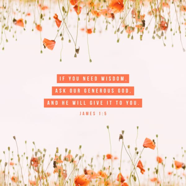 If you need wisdom, ask our generous God, and he will give it to you. - James 1:5