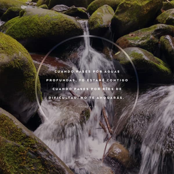 Cuando pases por aguas profundas, yo estaré contigo. Cuando pases por ríos de dificultad, no te ahogarás. - Isaías 43:2