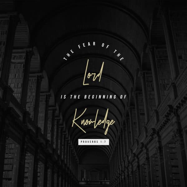 The fear of the Lord is the beginning of knowledge. - Proverbs 1:7