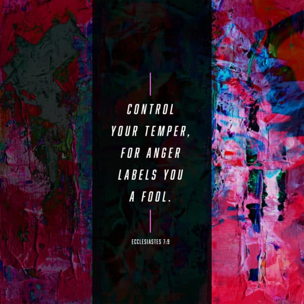 Control your temper, for anger labels you a fool. - Ecclesiastes 7:9