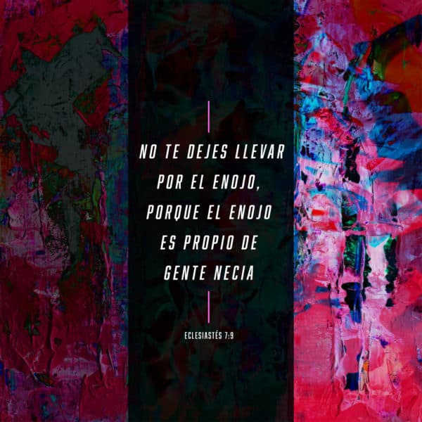 No te dejes llevar por el enojo, porque el enojo es propio de gente necia - Eclesiastés 7:9