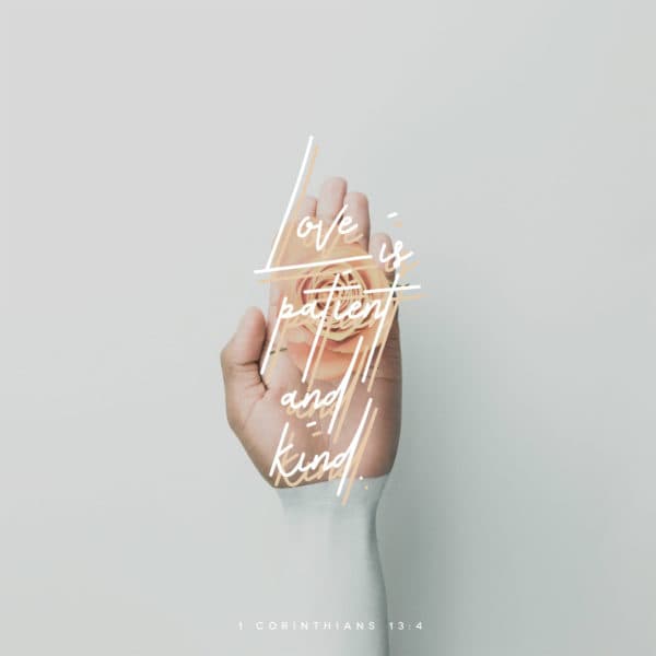 Love is patient and kind. - 1 Corinthians 13:4