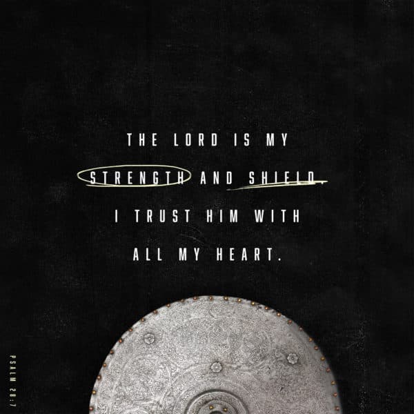 The LORD is my strength and shield. I trust him with all my heart. - Psalm 28:7