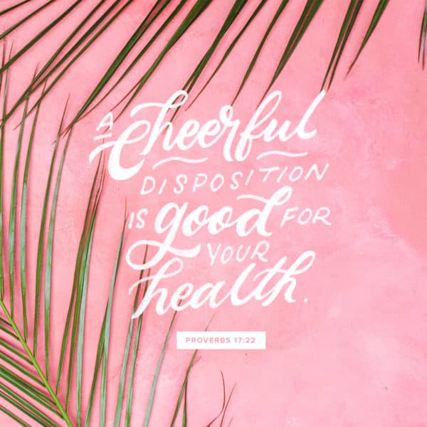 A cheerful disposition is good for your health. - Proverbs 17:22