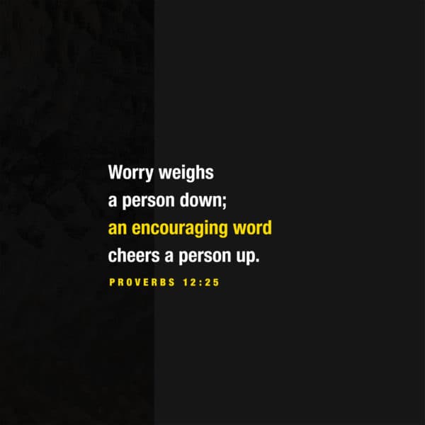 Worry weighs a person down; an encouraging word cheers a person up. - Proverbs 12:25