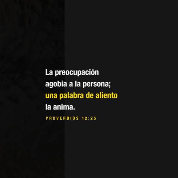 La preocupación agobia a la persona; una palabra de aliento la anima. - Proverbios 12:25