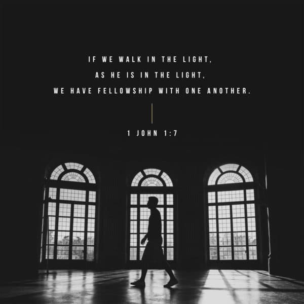 If we walk in the light, as he is in the light, we have fellowship with one another. - 1 John 1:7