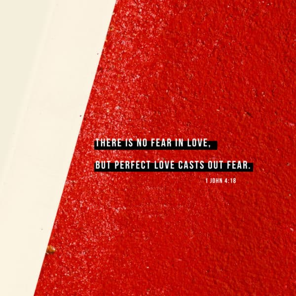There is no fear in love, but perfect love casts out fear. - 1 John 4:18
