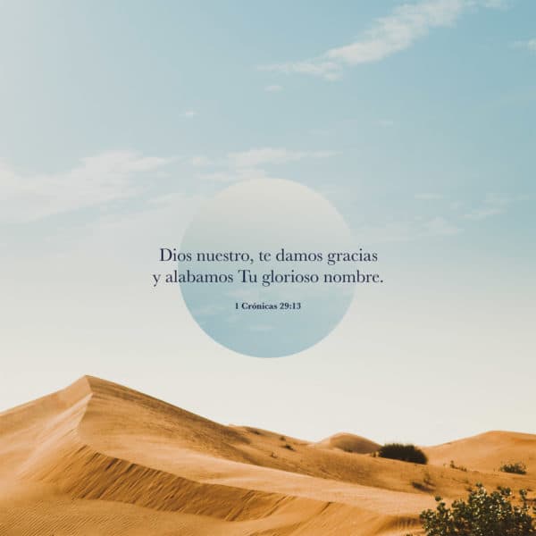 Dios nuestro, te damos gracias y alabamos Tu glorioso nombre. - 1 Crónicas 29:13