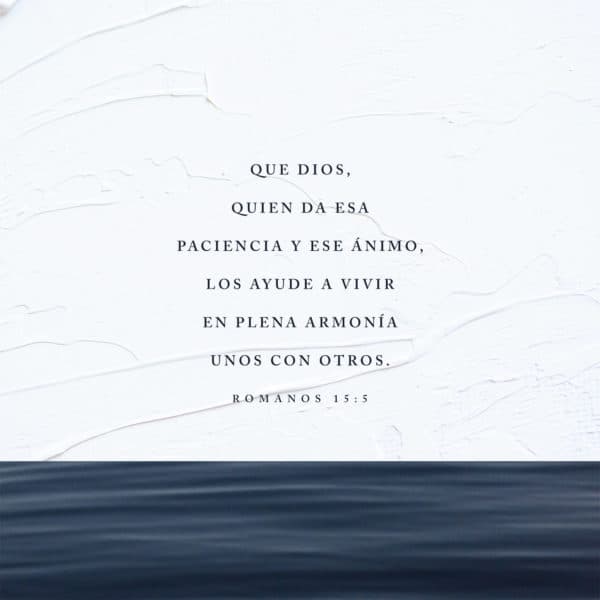 Que Dios, quien da esa paciencia y ese ánimo, los ayude a vivir en plena armonía unos con otros. - Romanos 15:5