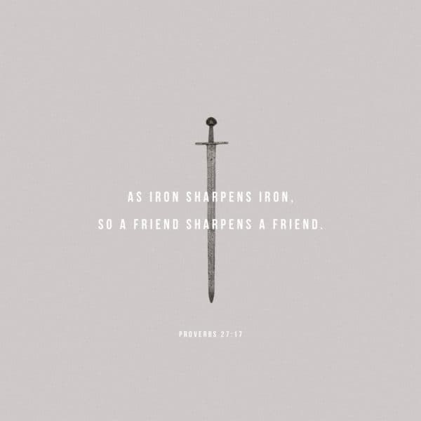 As iron sharpens iron, so a friend sharpens a friend. - Proverbs 27:17