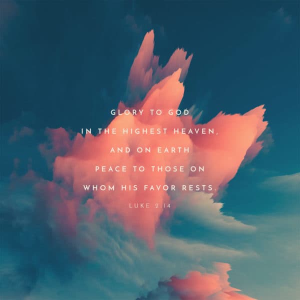 Glory to God in the highest heaven, and on earth peace to those on whom his favor rests. - Luke 2:14