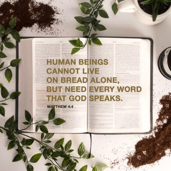 Human beings cannot live on bread alone, but need every word that God speaks. - Matthew 4:4