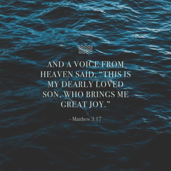 And a voice from heaven said, “This is my dearly loved Son, who brings me great joy.” - Matthew 3:17