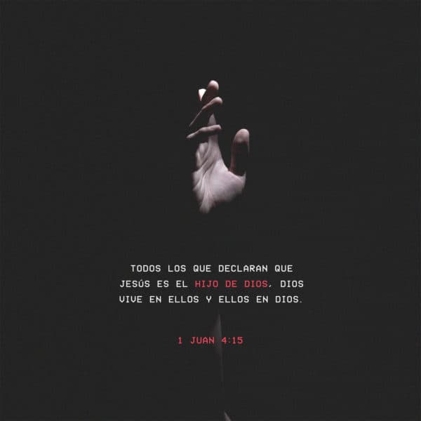 Todos los que declaran que Jesús es el Hijo de Dios, Dios vive en ellos y ellos en Dios. - 1 Juan 4:15