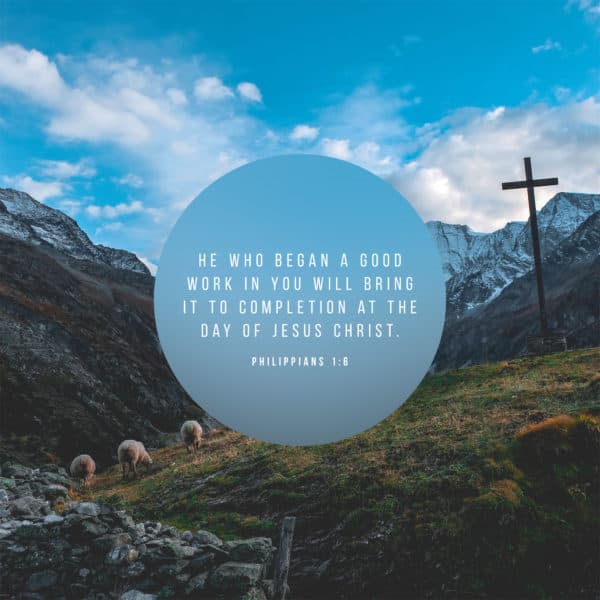 He who began a good work in you will bring it to completion at the day of Jesus Christ. - Philippians 1:6