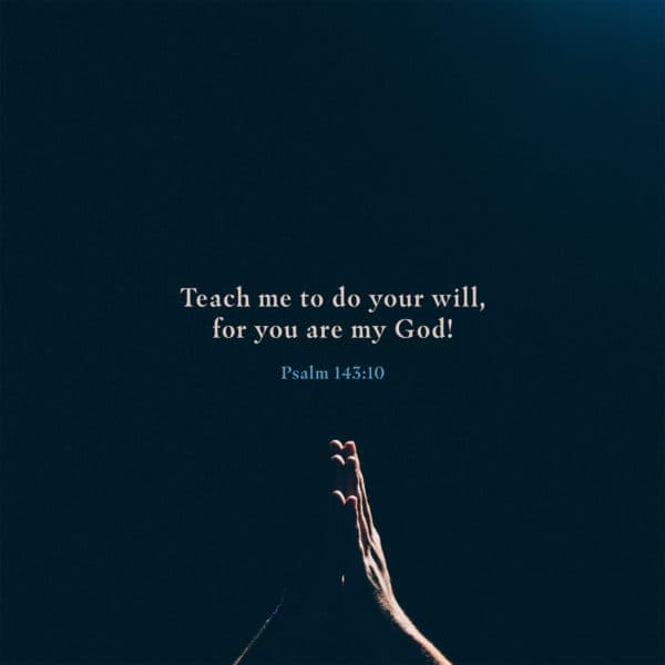 Teach me to do your will, for you are my God! - Psalm 143:10