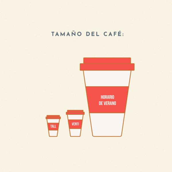 Tamaño del Café: Tall, Grande, Horario de Verano