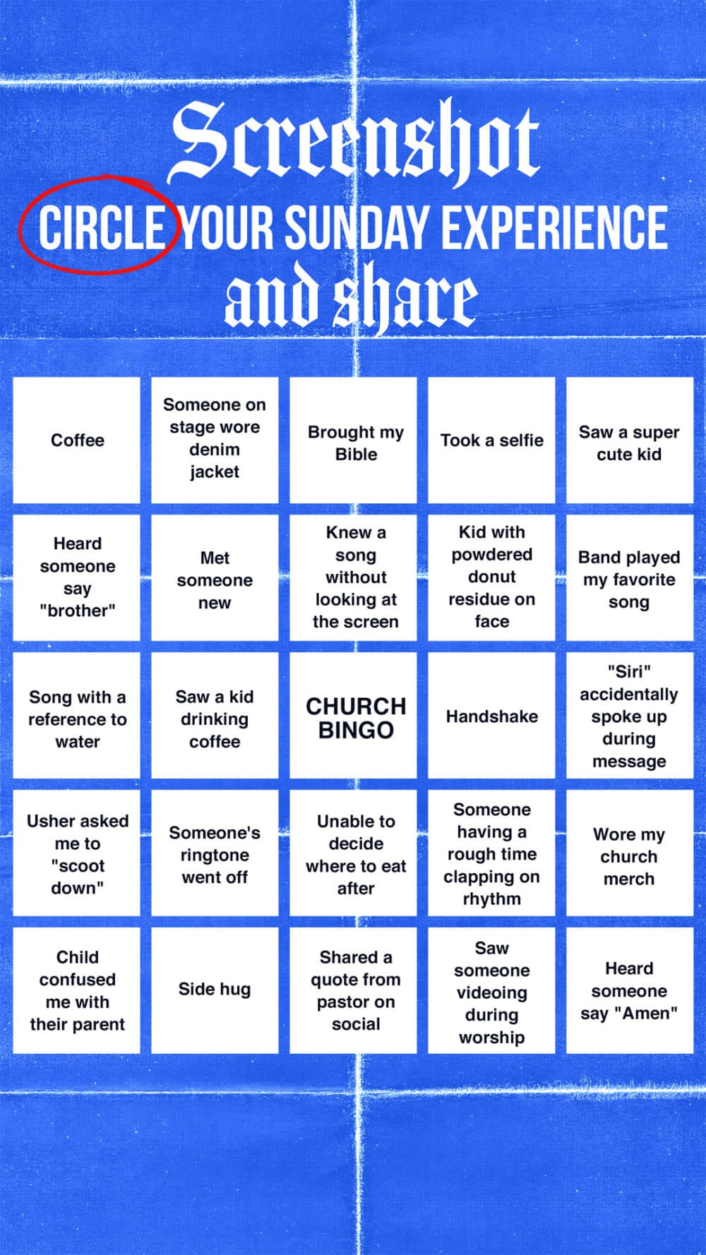 Screenshot, circle your Sunday experience, and share