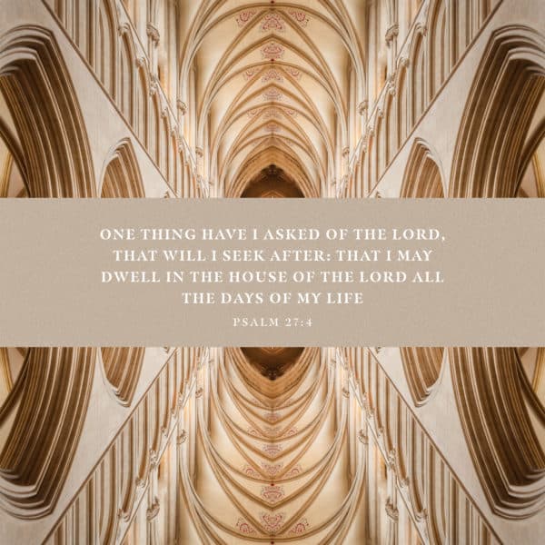 One thing have I asked of the LORD, that will I seek after: that I may dwell in the house of the LORD all the days of my life - Psalm 27:4