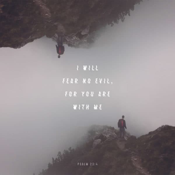 I will fear no evil, for you are with me - Psalm 23:4