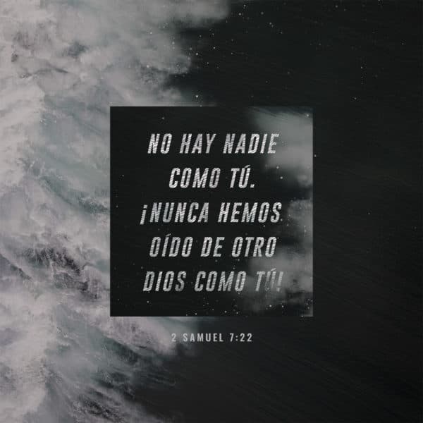 No hay nadie como Tú. ¡Nunca hemos oído de otro Dios como Tú! - 2 Samuel 7:22