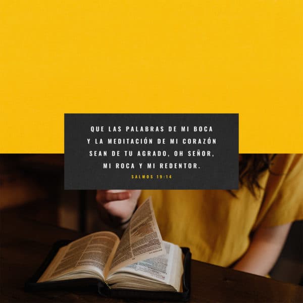 Que las palabras de mi boca y la meditación de mi corazón sean de Tu agrado, oh Señor, mi roca y mi redentor. - Salmos 19:14