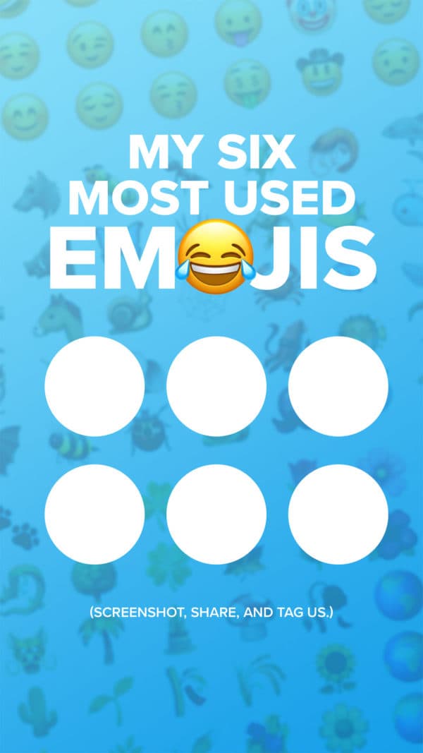 My six most used emoji. (Screenshot, share, and tag us.)