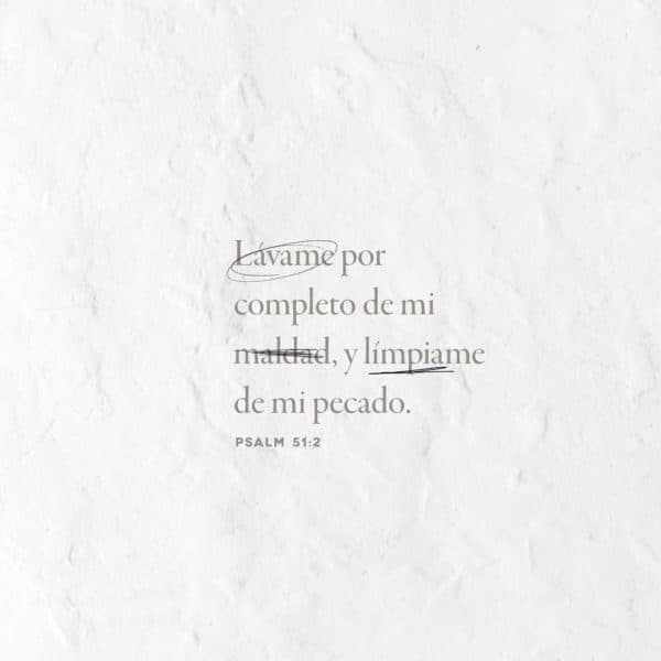 Lávame por completo de mi maldad, y límpiame de mi pecado.  - Salmos 51:2