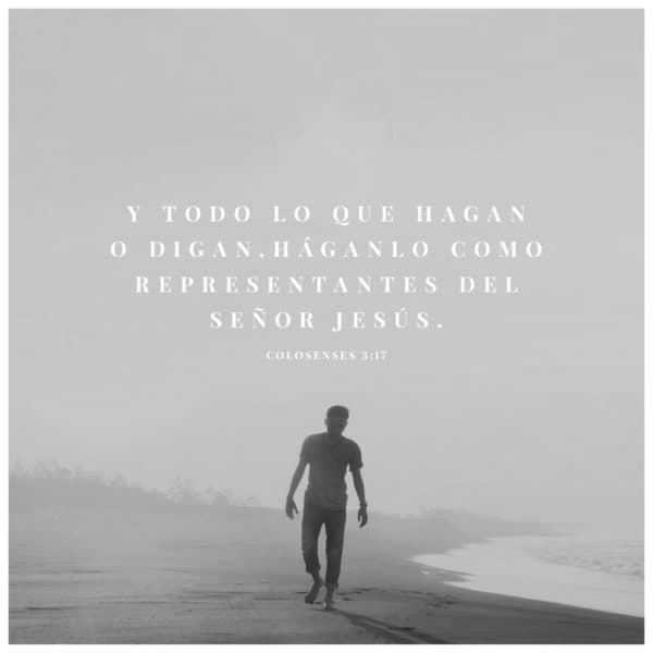 Y todo lo que hagan o digan, háganlo como representantes del Señor Jesús. - Colosenses 3:17
