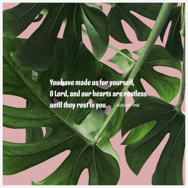 You have made us for yourself, O Lord, and our hearts are restless until they rest in you. - Augustine