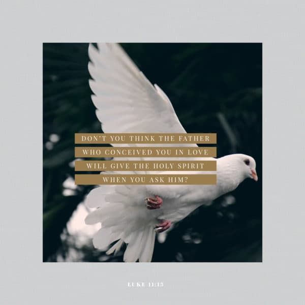 Don’t you think the Father who conceived you in love will give the Holy Spirit when you ask him? - Luke 11:13