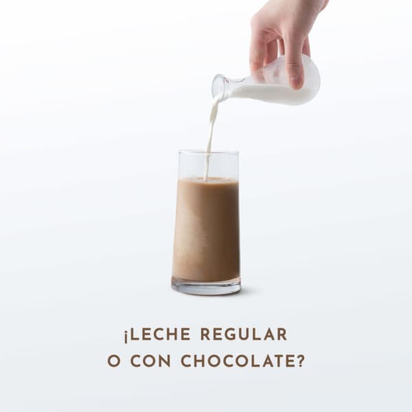 ¡Leche regular o con chocolate?