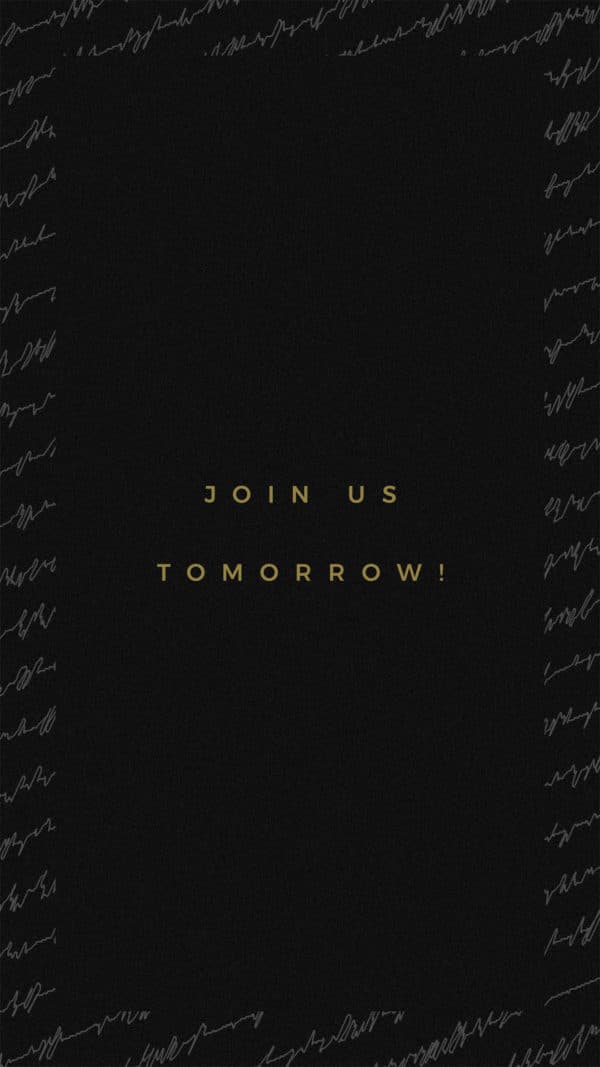 Join us tomorrow!
